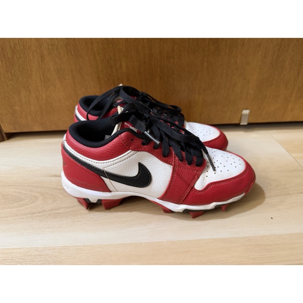 Air Jordan 1 Low Football Cleats Kids Size 4Y GS Red Chicago White HF6885-106